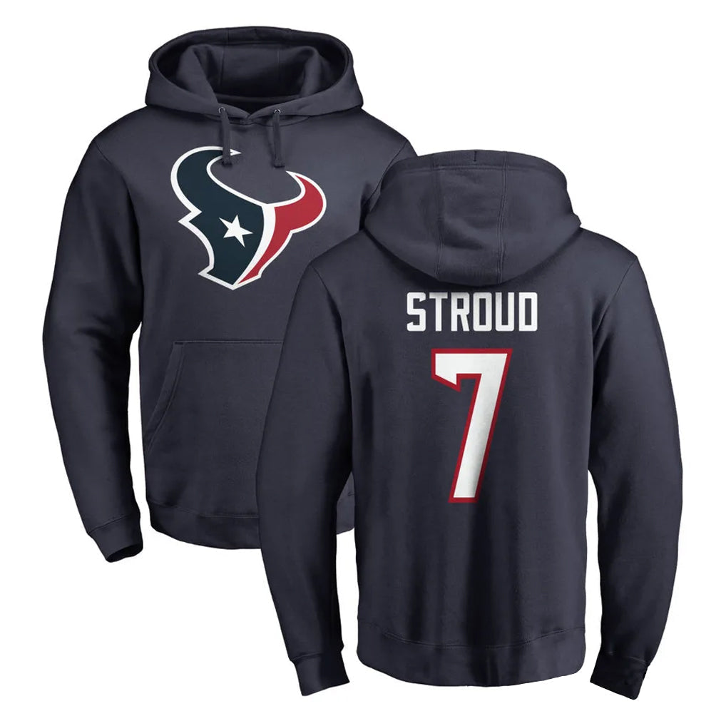 Punc H.Texans #7 CJ Stroud Player Navy Pro Line Pullover Hoodie Limited Game Stitched Jerseys