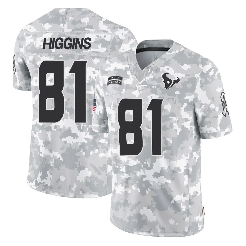 Punc H.Texans #81 Jayden Higgins Player Arctic Camo Salute To Service Limited Game Stitched Jerseys