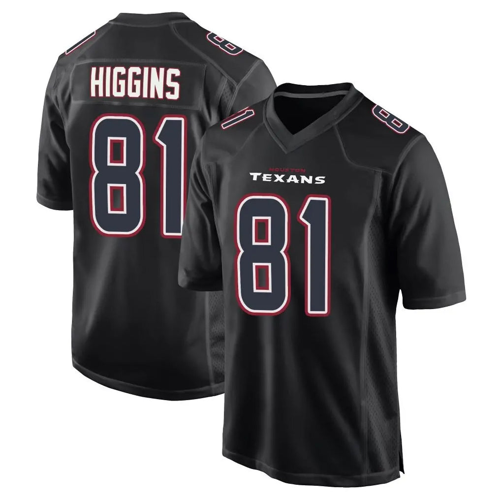 Punc H.Texans #81 Jayden Higgins Player Black Fashion Home Game Stitched Jerseys