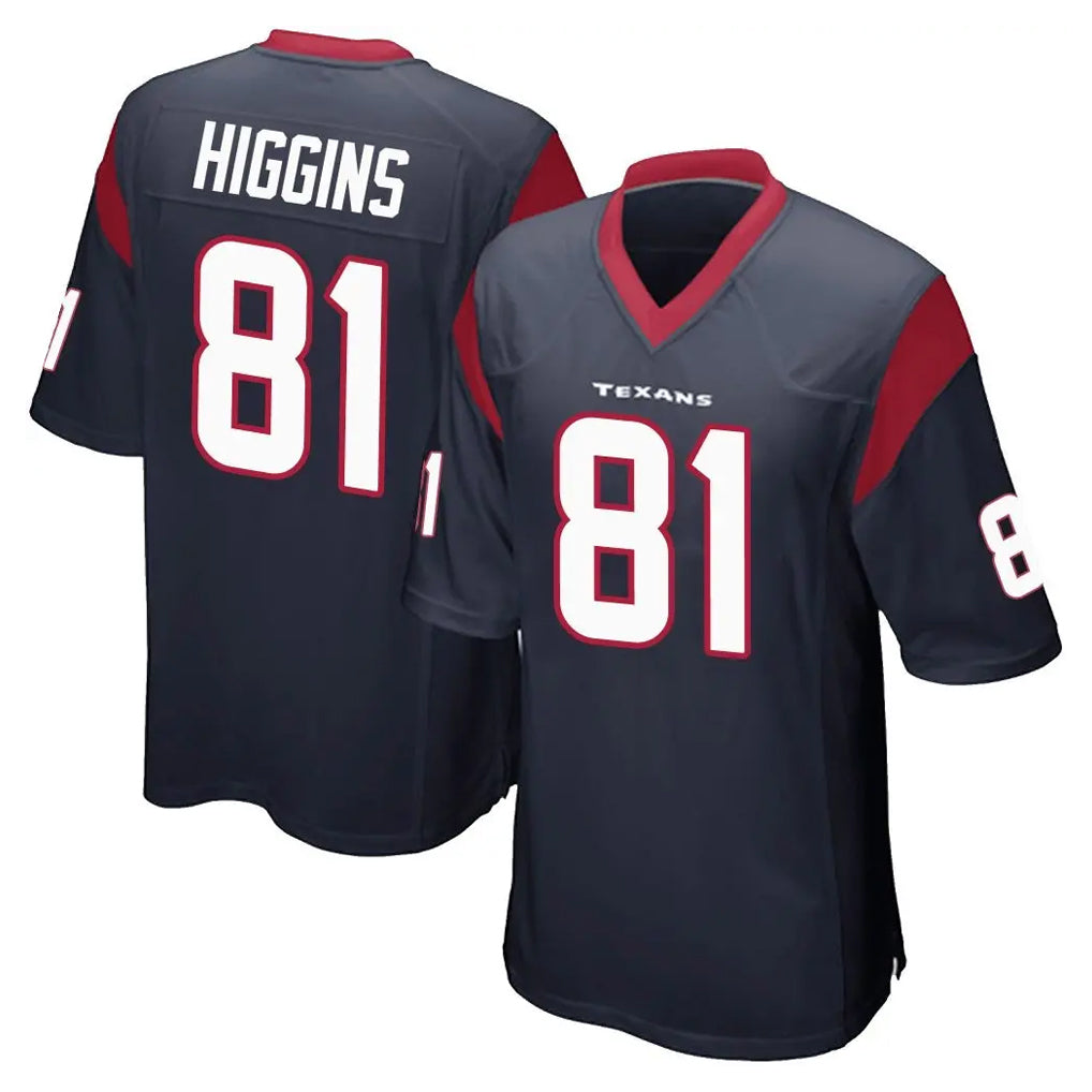 Punc H.Texans #81 Jayden Higgins Player Navy Home Game Stitched Jerseys