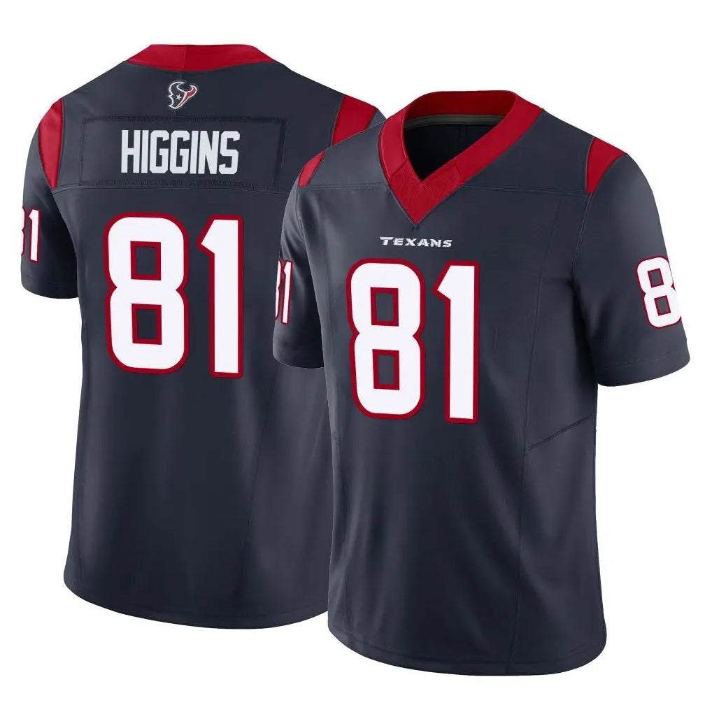 Punc H.Texans #81 Jayden Higgins Player Navy Limited Vapor F.U.S.E. Home Game Stitched Jerseys