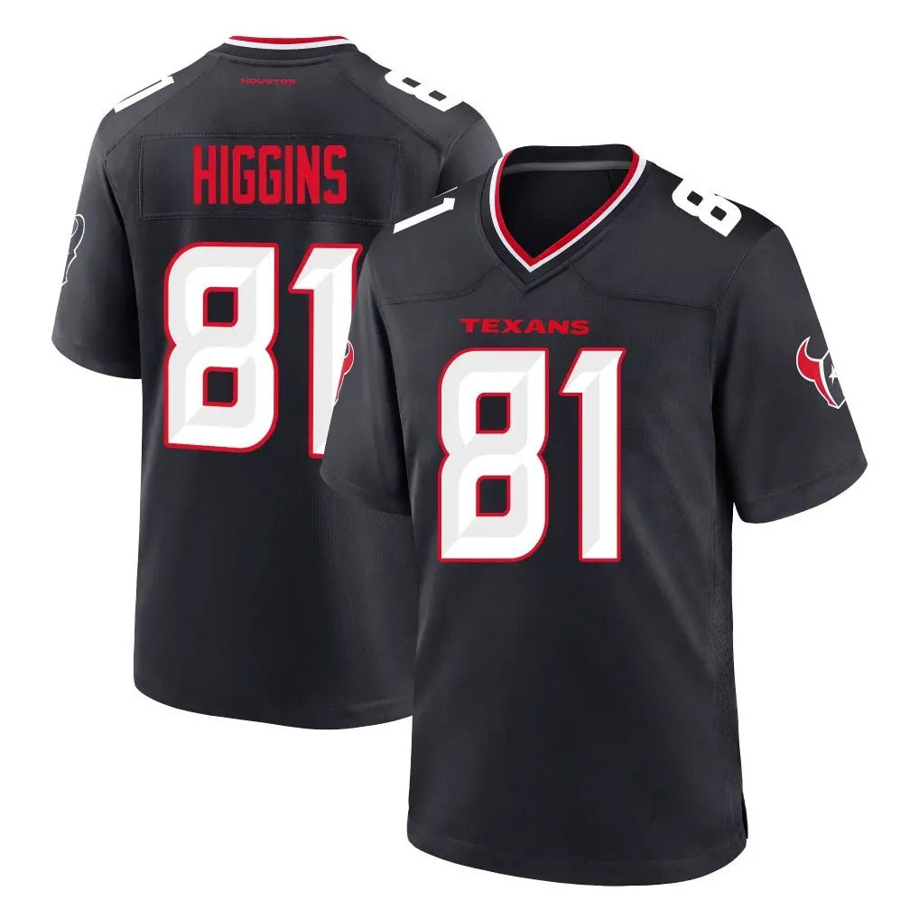 Punc H.Texans #81 Jayden Higgins Player Navy Team Home Game Stitched Jerseys