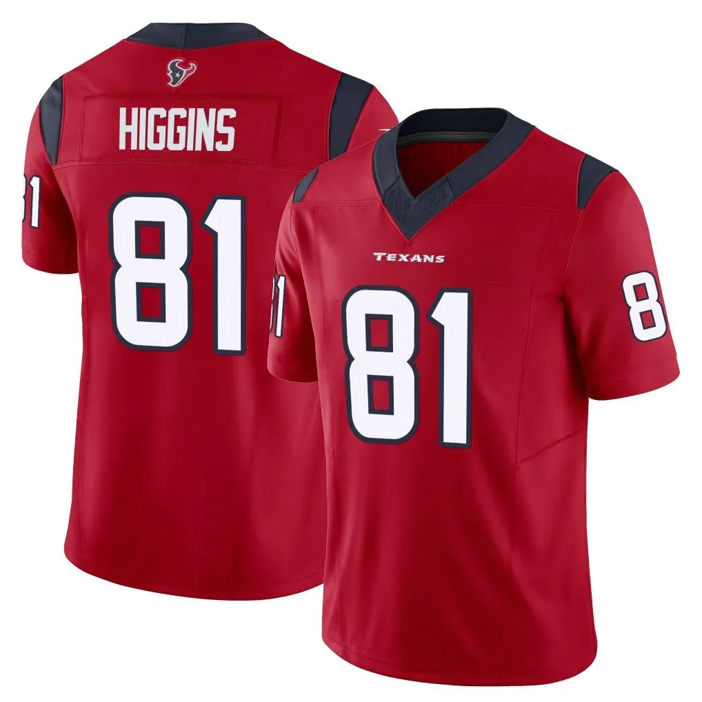 Punc H.Texans #81 Jayden Higgins Player Red Limited Vapor F.U.S.E. Home Game Stitched Jerseys