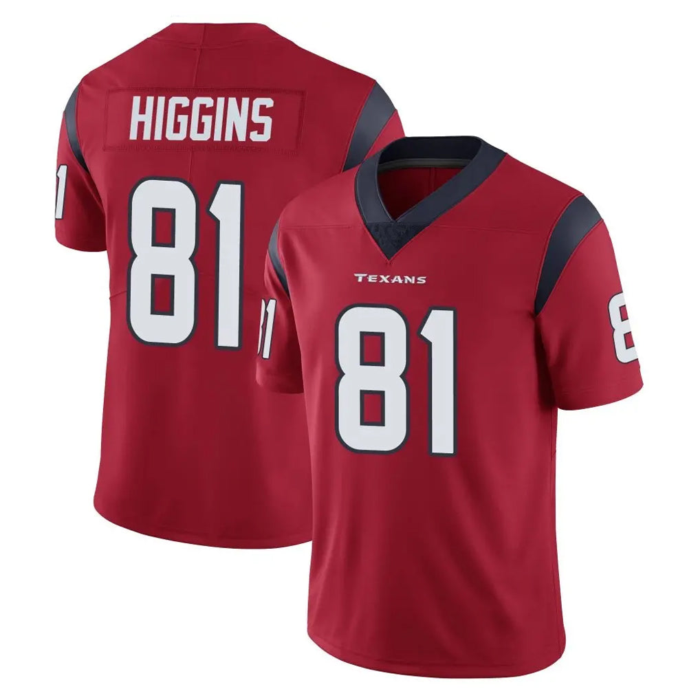 Punc H.Texans #81 Jayden Higgins Player Red Limited Vapor Untouchable Home Game Stitched Jerseys