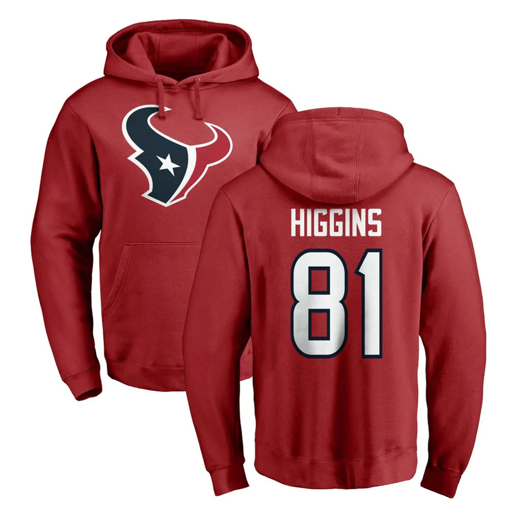 Punc H.Texans #81 Jayden Higgins Player Red Pro Line Pullover Hoodie Limited Game Stitched Jerseys