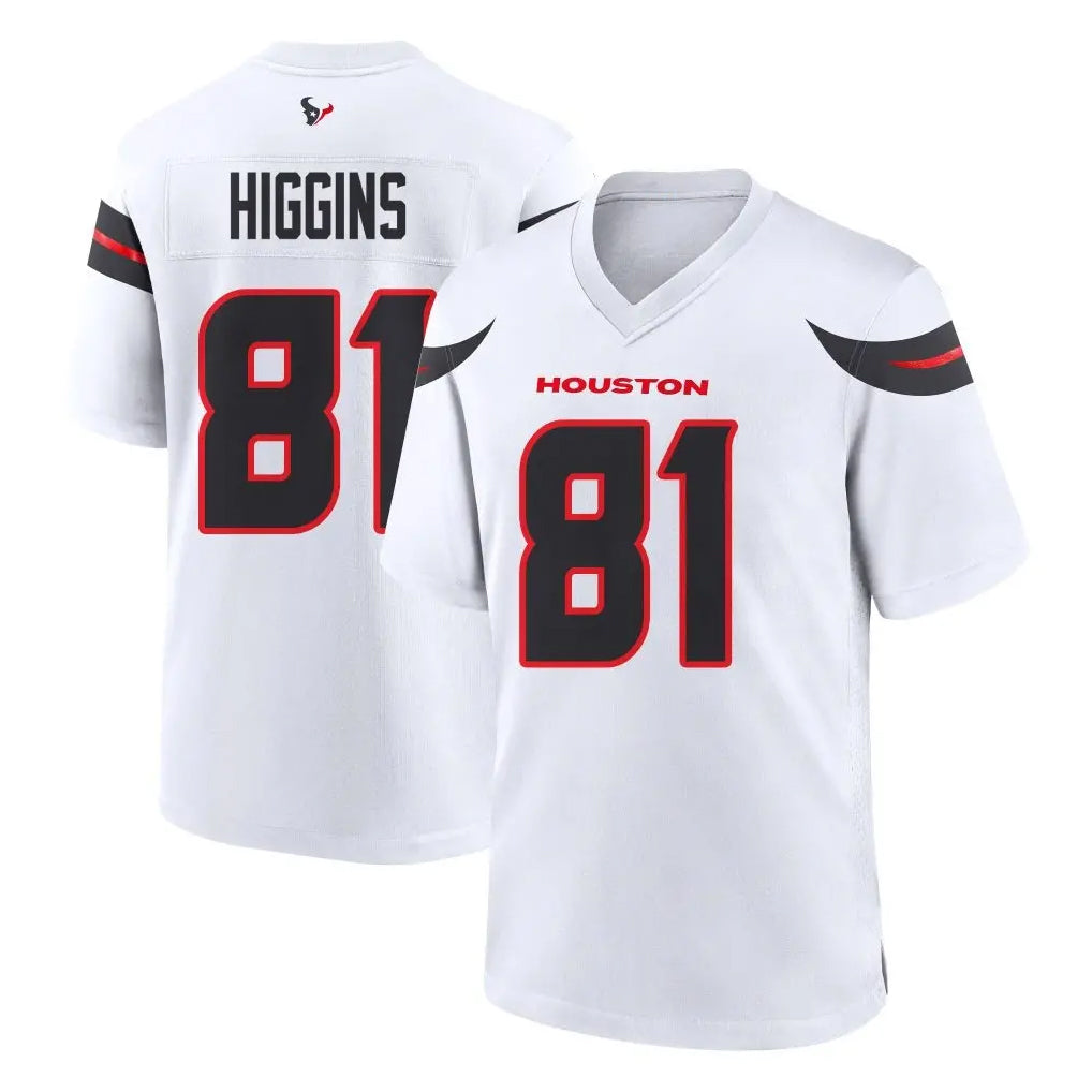 Punc H.Texans #81 Jayden Higgins Player White Home Game Stitched Jerseys