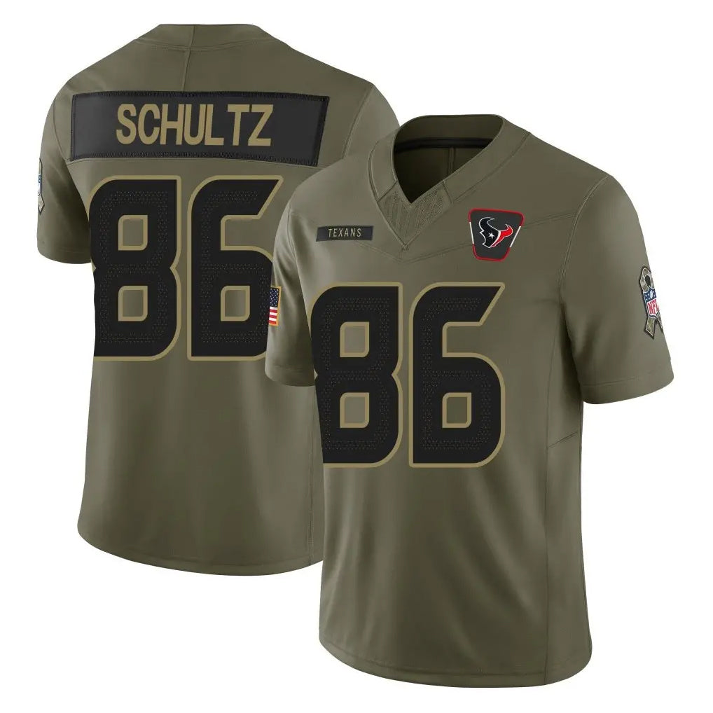 Punc H.Texans #86 Dalton Schultz Player Olive 2025 Salute To Service Limited Game Stitched Jerseys