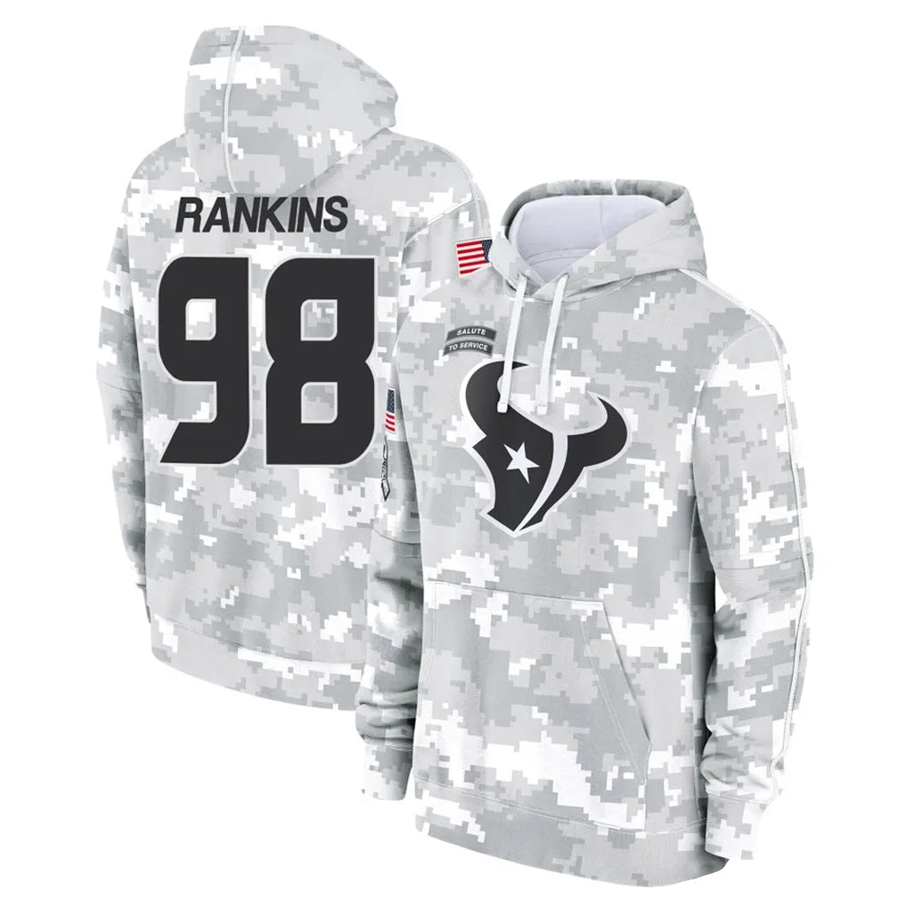 Punc H.Texans #98 Sheldon Rankins Player Arctic Camo Salute to Service Hoodies Limited Game Stitched Jerseys