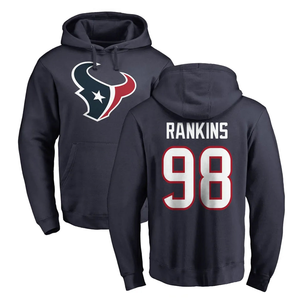 Punc H.Texans #98 Sheldon Rankins Player Navy Pro Line Pullover Hoodie Limited Game Stitched Jerseys