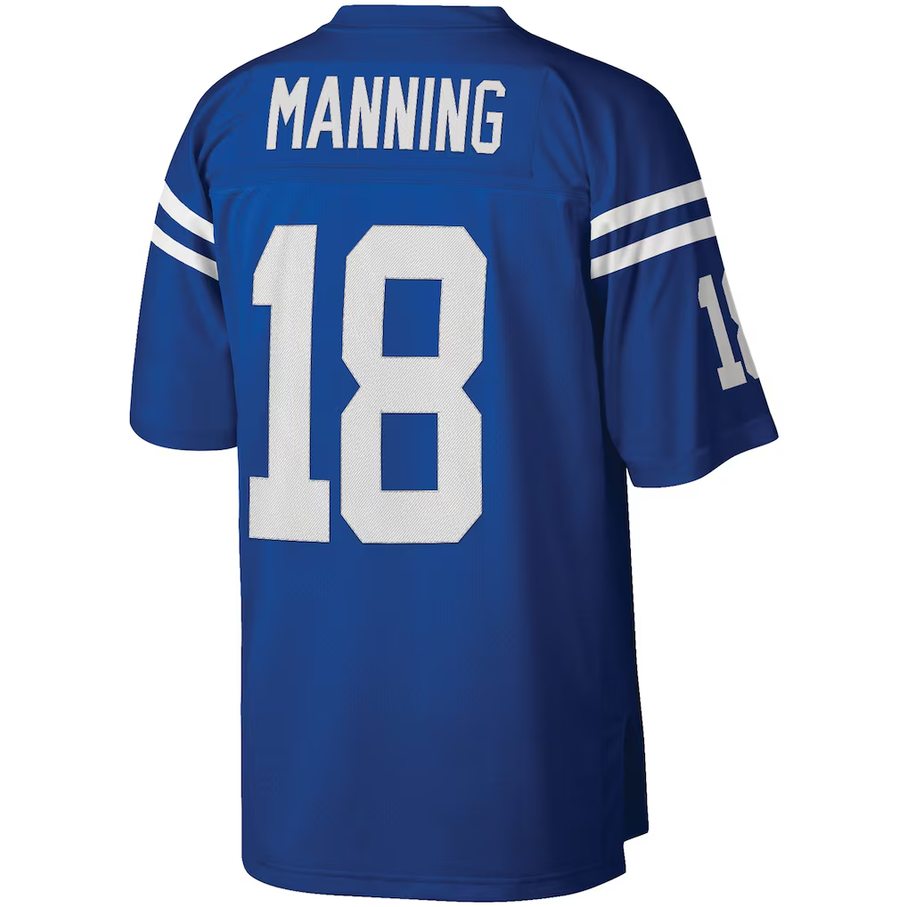 Punc IN.Colts #18 Peyton Manning Mitchell & Ness Royal Big & Tall 1998 Retired Player Replica Stitched Puhic  Jersey