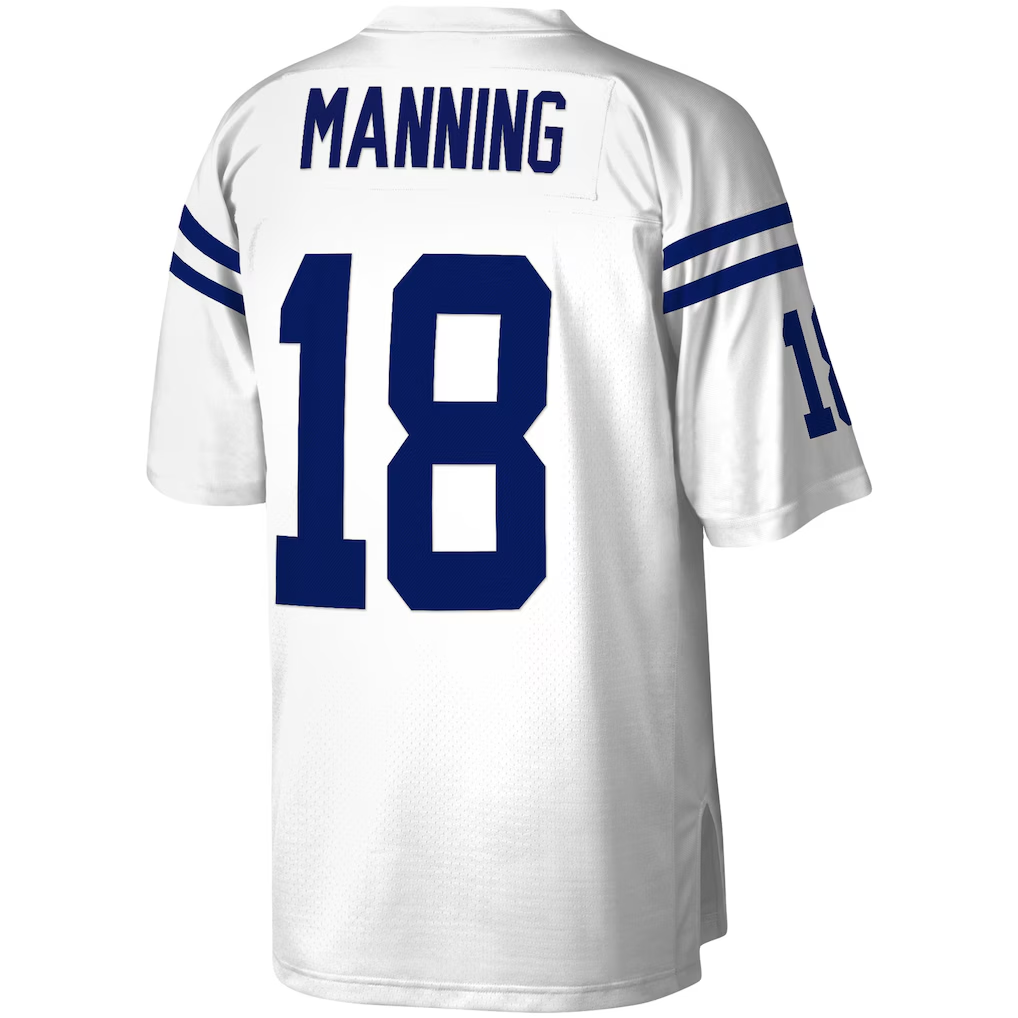 Punc IN.Colts #18 Peyton Manning Mitchell & Ness White Legacy Replica Jersey