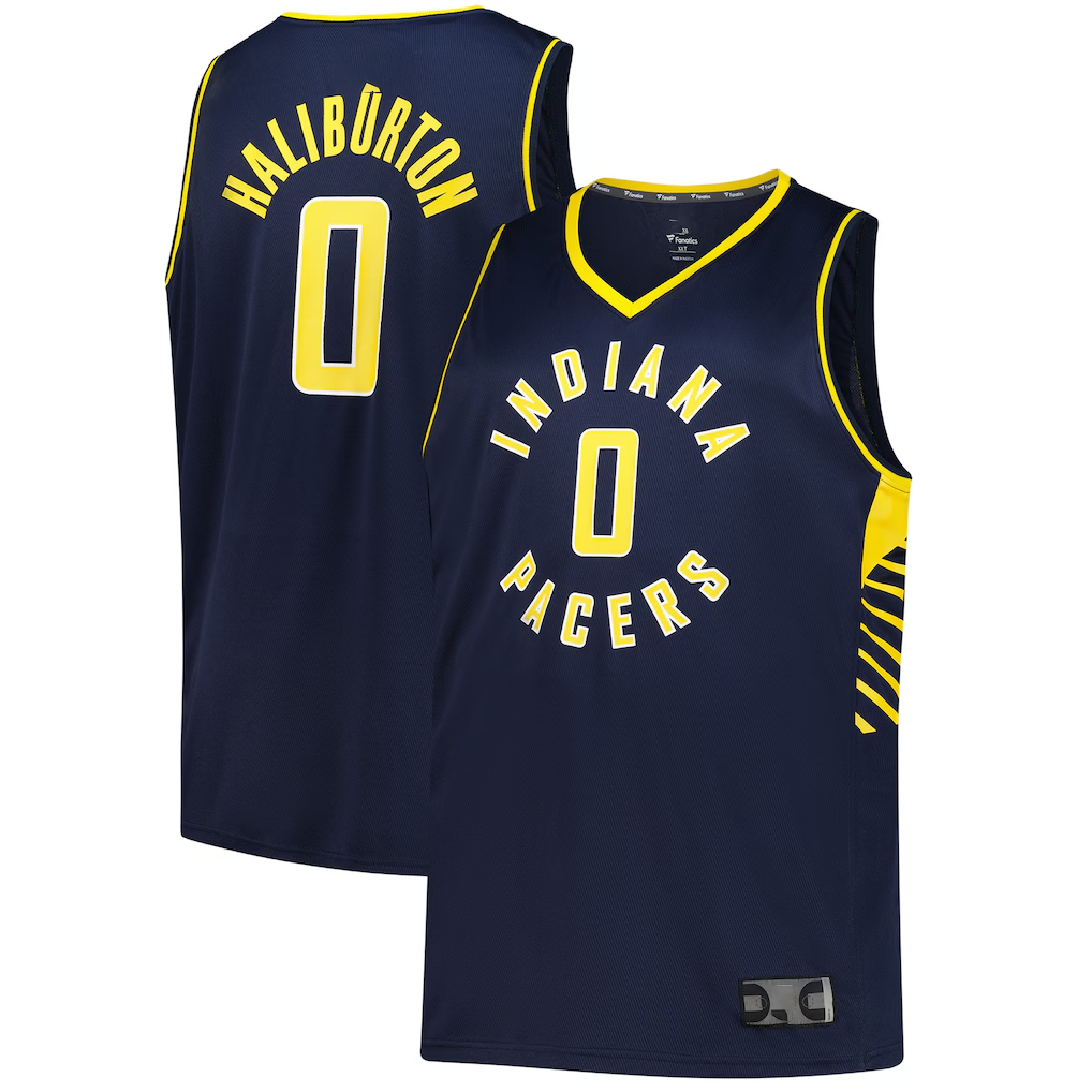 Punc I.Pacers #0 Tyrese Haliburton  Navy Big & Tall Fast Break Jerseys - Icon Edition