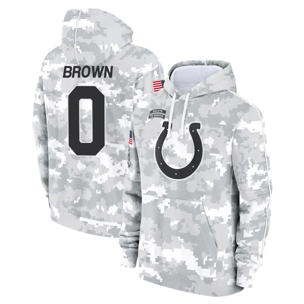 Punc IN.Colts #0 Pharaoh Brown Player Arctic Camo Salute to Service Hoodies Limited Game Stitched Jerseys