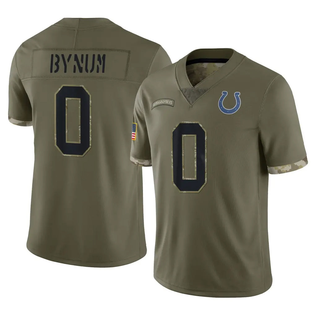 Punc IN.Colts #0 Camryn Bynum Player Olive Salute To Service Limited Stitched Jerseys