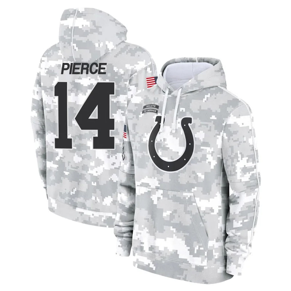 Punc IN.Colts #14 Alec Pierce Player Arctic Camo Salute to Service Hoodies Limited Game Stitched Jerseys