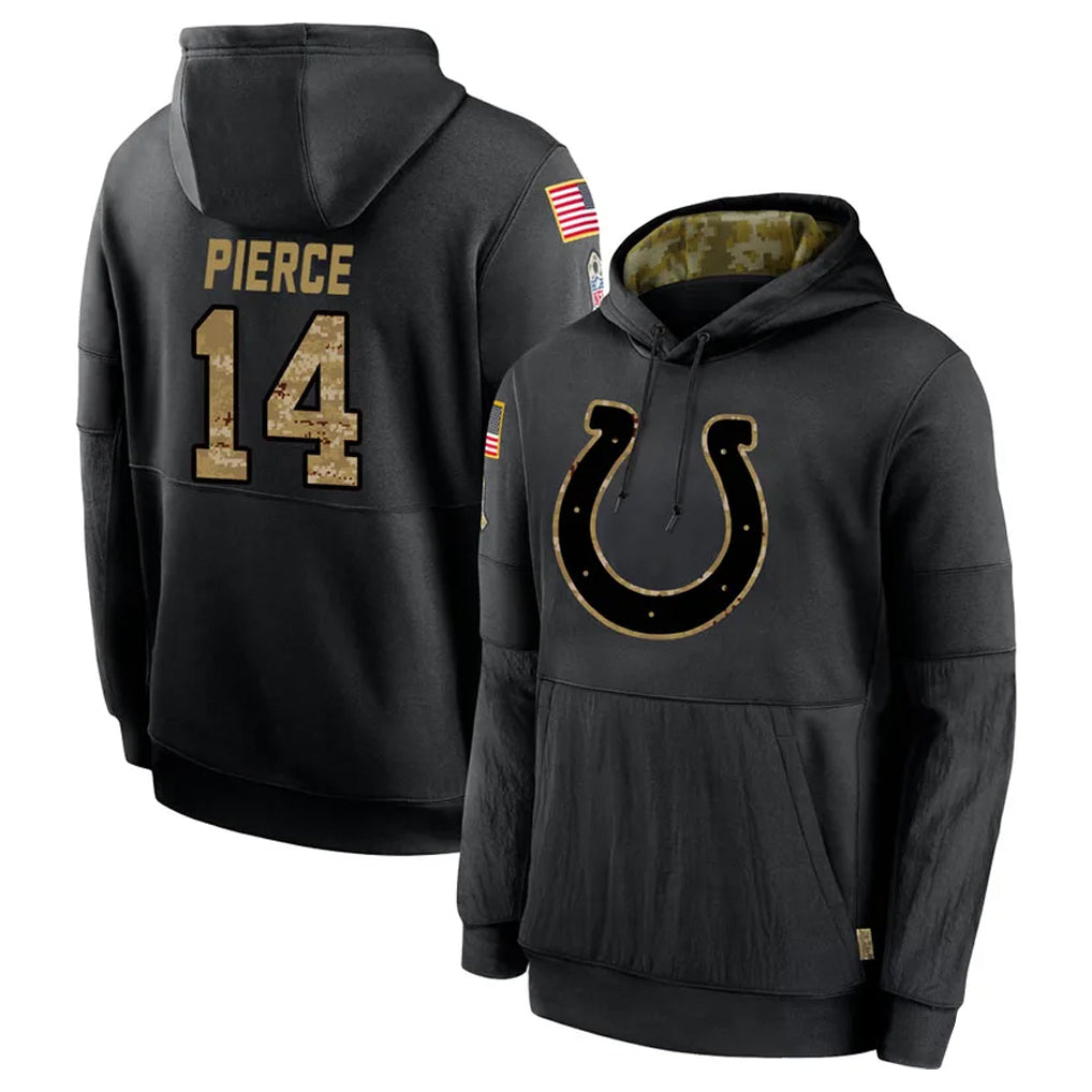 Punc IN.Colts #14 Alec Pierce Player Black Salute to Service Hoodies Limited Game Stitched Jerseys