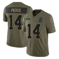 Punc IN.Colts #14 Alec Pierce Player Olive 2025 Salute To Service Limited Game Stitched Jerseys