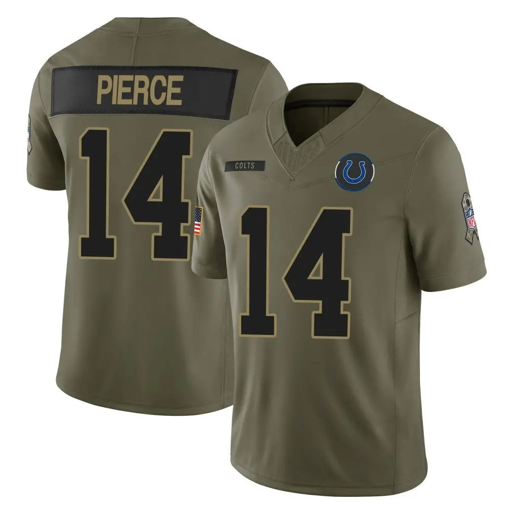 Punc IN.Colts #14 Alec Pierce Player Olive 2025 Salute To Service Limited Game Stitched Jerseys