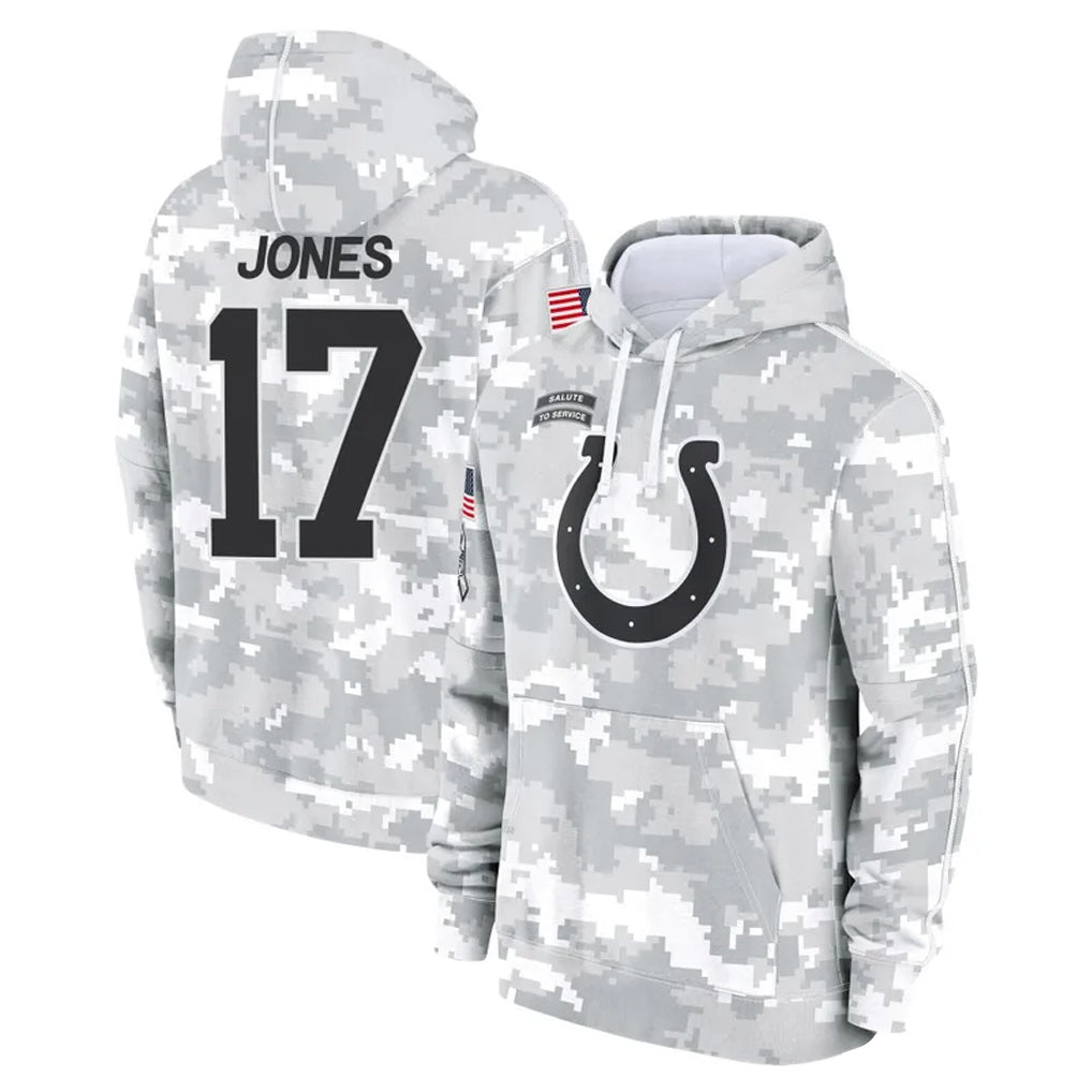 Punc IN.Colts #17 Daniel Jones Player Arctic Camo Salute to Service Hoodies Limited Game Stitched Jerseys