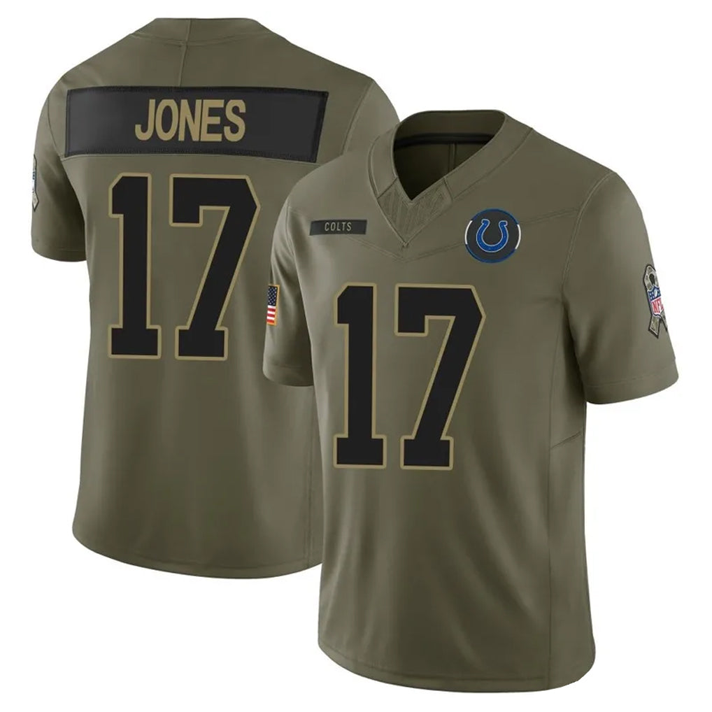 Punc IN.Colts #17 Daniel Jones Player Salute to Service Limited Olive Stitched Jerseys