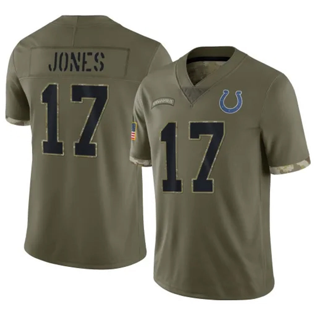 Punc IN.Colts #17 Daniel Jones Player Salute to Service Olive Stitched Jerseys