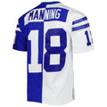 Punc IN.Colts #18 Peyton Manning Mitchell & Ness Royal-White Split Legacy Replica Stitched Jerseys