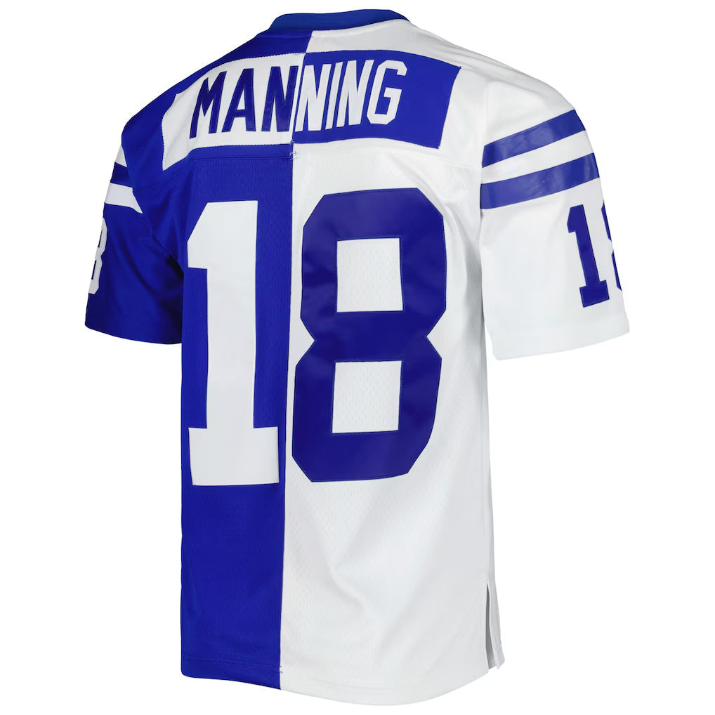 Punc IN.Colts #18 Peyton Manning Mitchell & Ness Royal-White Split Legacy Replica Stitched Jerseys
