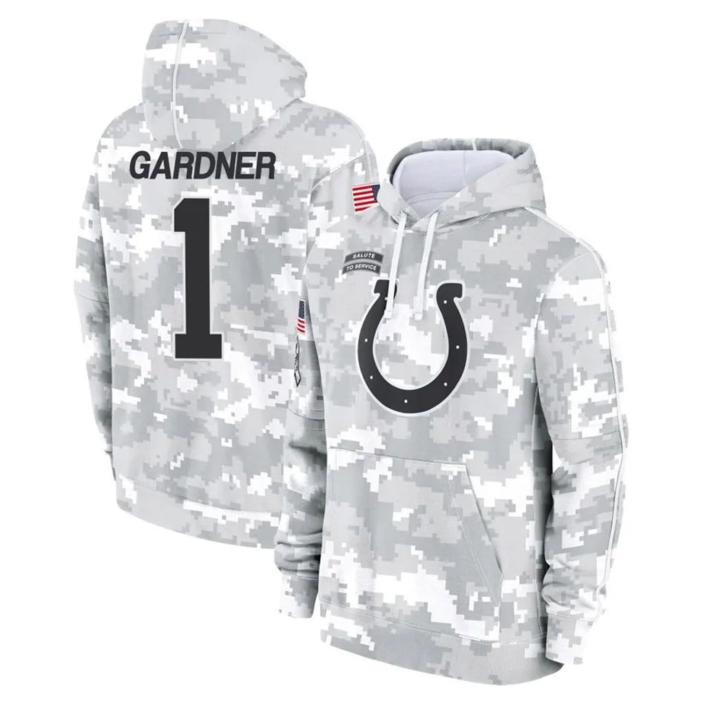 Punc IN.Colts #1 Sauce Gardner Player Arctic Camo Salute to Service Hoodies Limited Game Stitched Jerseys