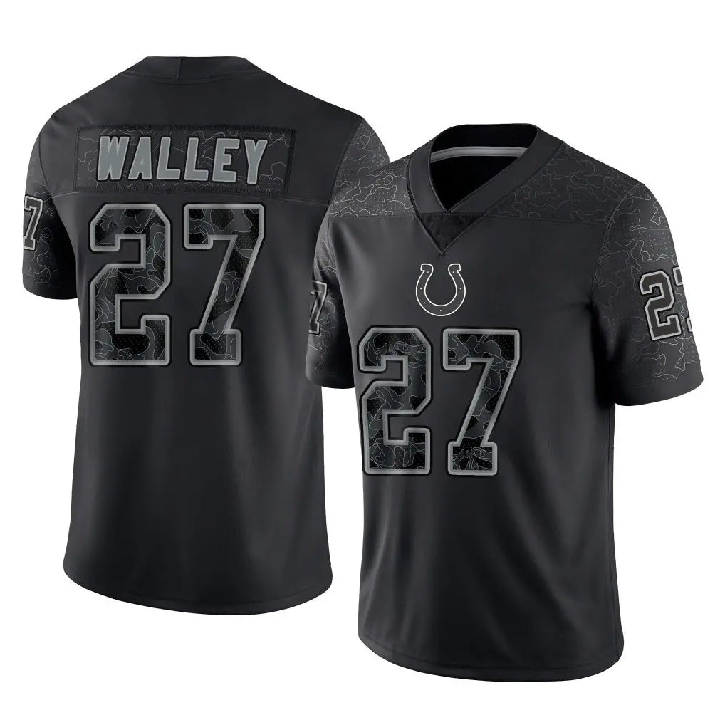Punc IN.Colts #27 Justin Walley Player Black Reflective Limited Game Stitched Jerseys