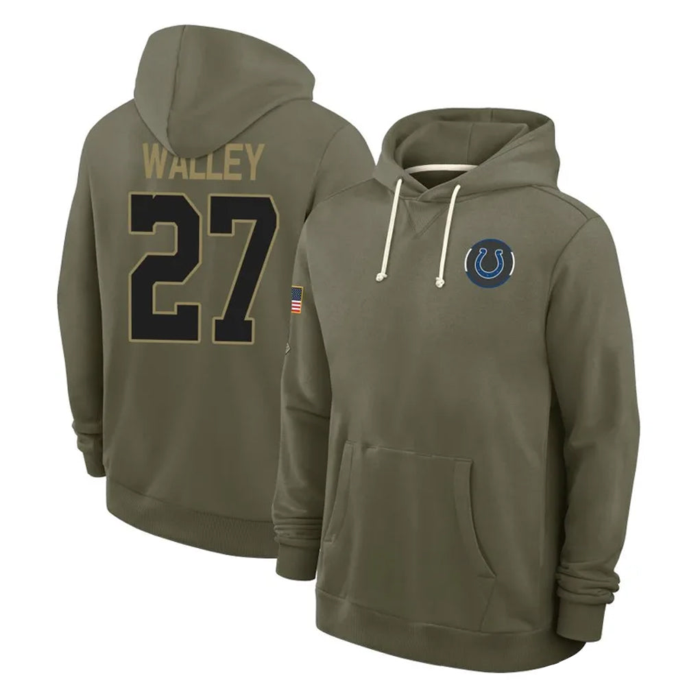 Punc IN.Colts #27 Justin Walley Player Olive Salute to Service Pullover Hoodies Limited Stitched Jerseys