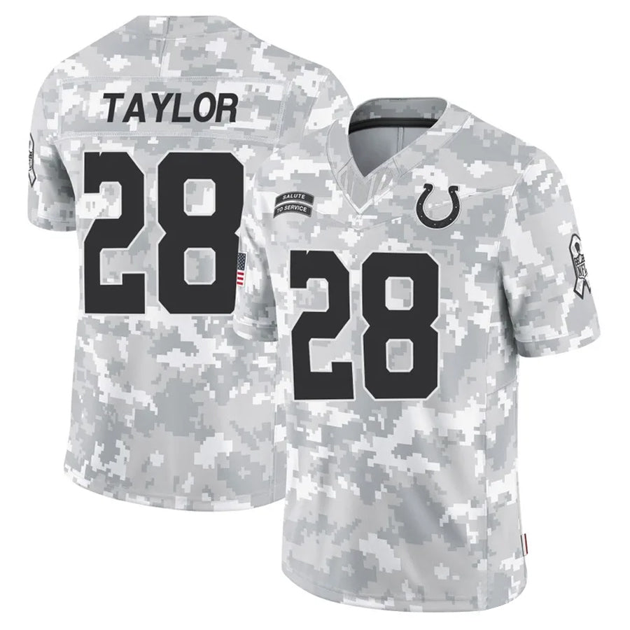Punc IN.Colts #28 Jonathan Taylor Player Arctic Camo Salute to Service Limited Stitched Jerseys