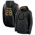 Punc IN.Colts #28 Jonathan Taylor Player Black Salute To Service Hoodies Stitched Jerseys