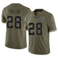 Punc IN.Colts #28 Jonathan Taylor Player Olive Salute To Service Limited Stitched Jerseys