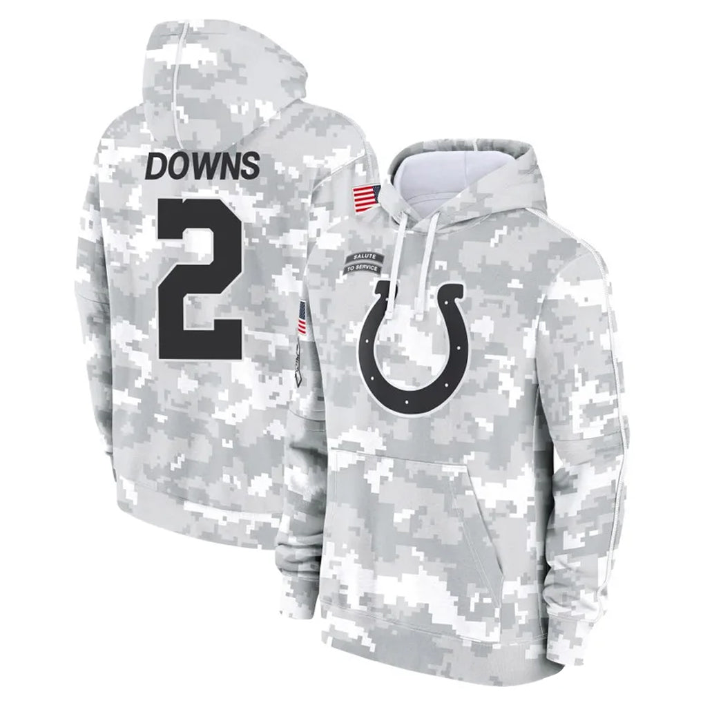 Punc IN.Colts #2 Josh Downs Player Arctic Camo Salute to Service Hoodies Limited Game Stitched Jerseys