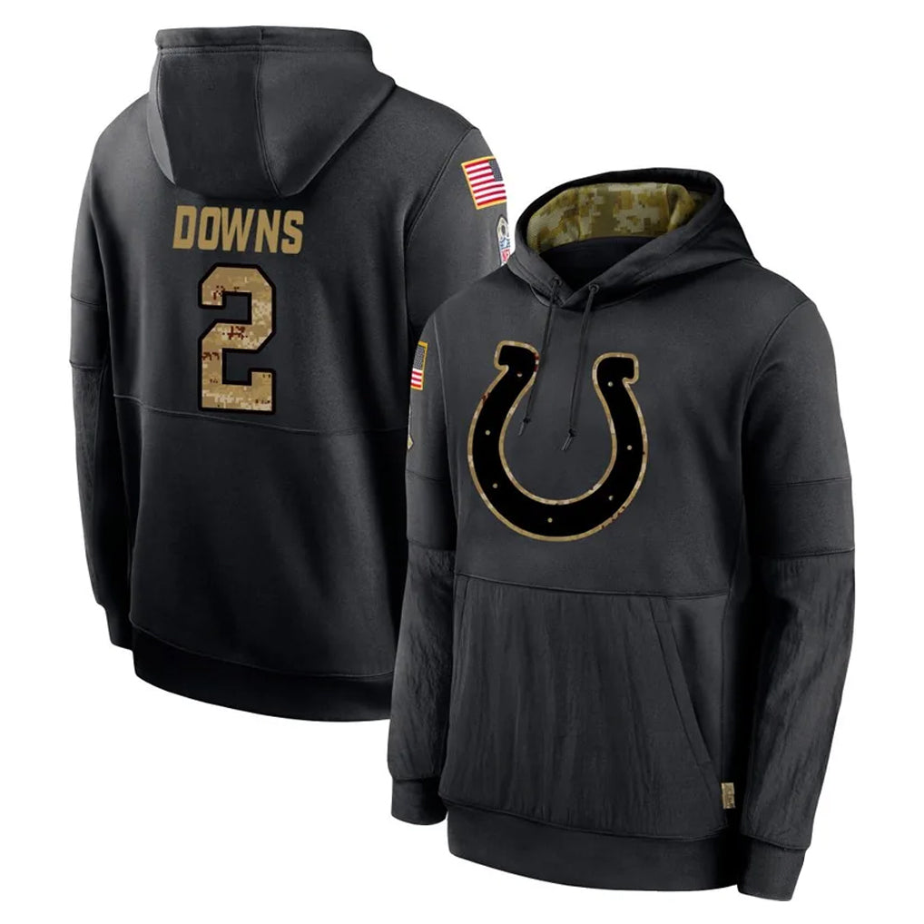 Punc IN.Colts #2 Josh Downs Player Black Salute to Service Hoodies Limited Game Stitched Jerseys