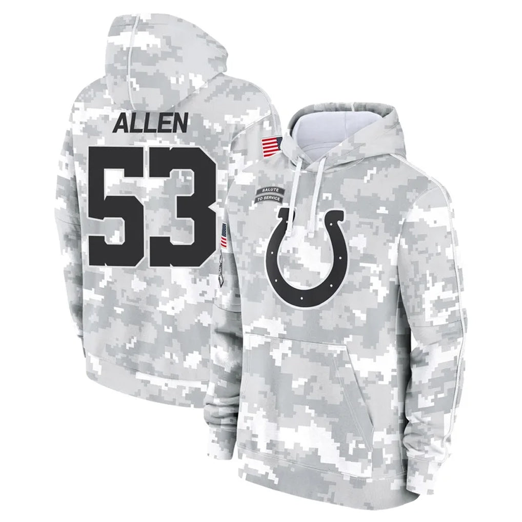 Punc IN.Colts #53 CJ Allen Player Arctic Camo Salute to Service Hoodies Limited Game Stitched Jerseys