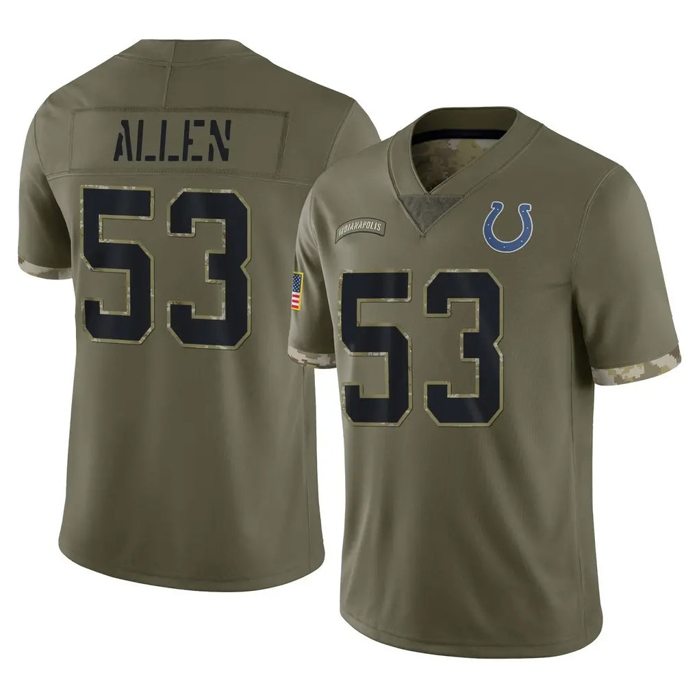 Punc IN.Colts #53 CJ Allen Player Olive Salute To Service Limited Stitched Jerseys