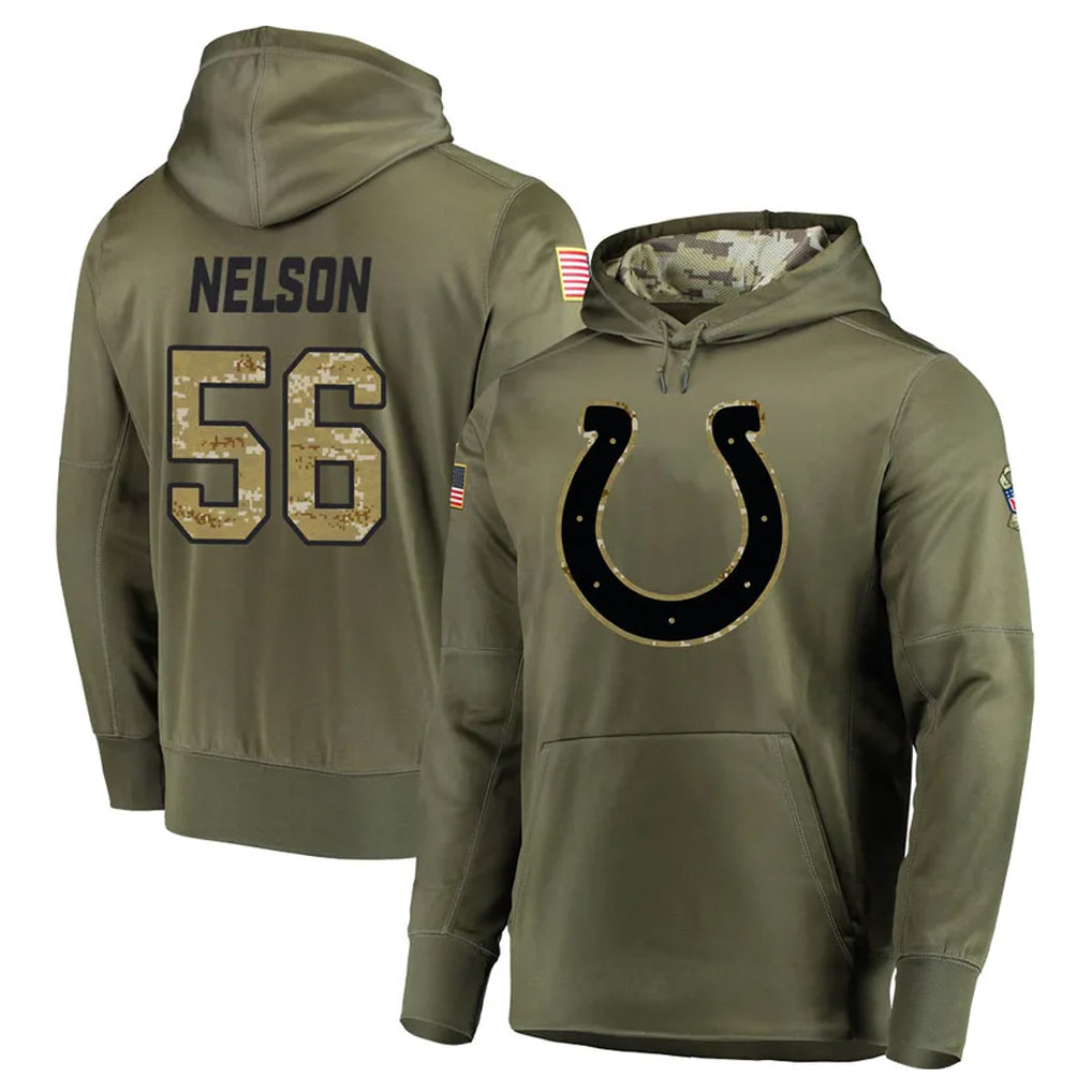 Punc IN.Colts #56 Quenton Nelson Player Olive Salute to Service Pullover Hoodies Home Game Stitched Jerseys