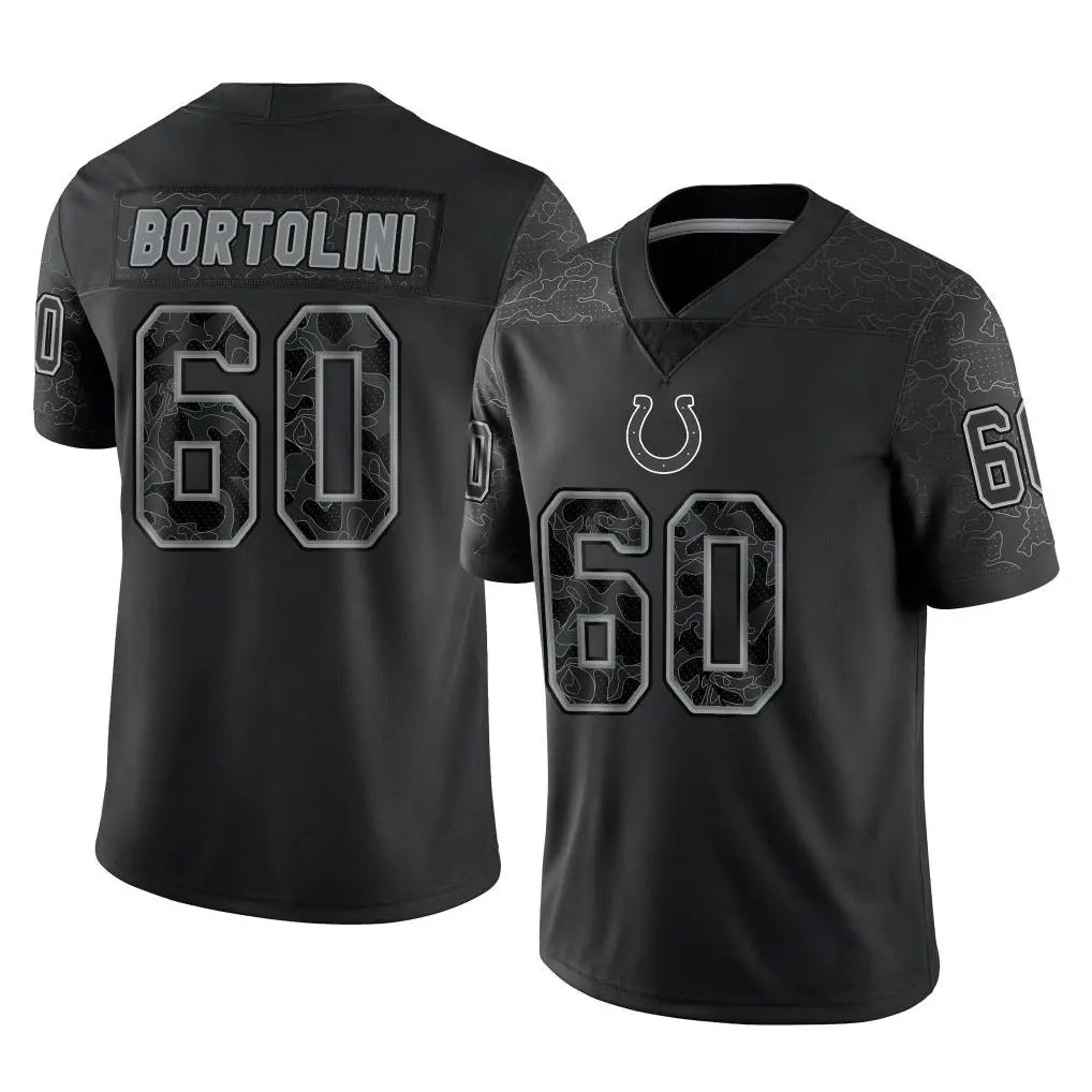 Punc IN.Colts #60 Tanor Bortolini Player Black Reflective Limited Game Stitched Jerseys