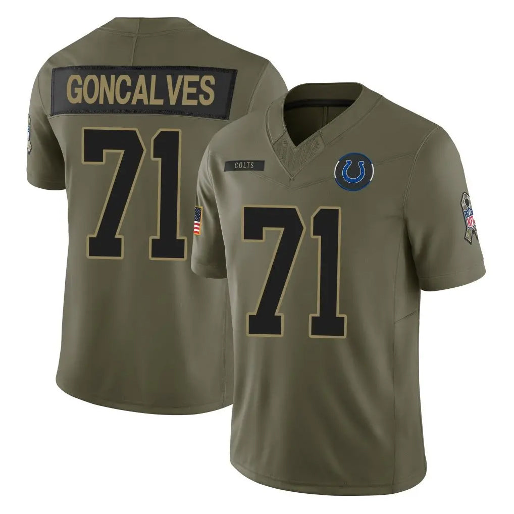 Punc IN.Colts #71 Matt Goncalves Player Olive 2025 Salute To Service Limited Game Stitched Jerseys
