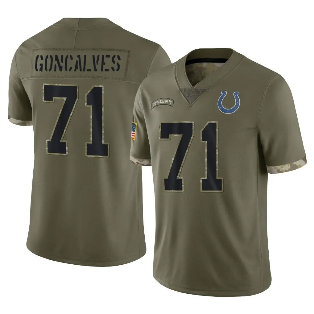 Punc IN.Colts #71 Matt Goncalves Player Olive Salute To Service Limited Stitched Jerseys