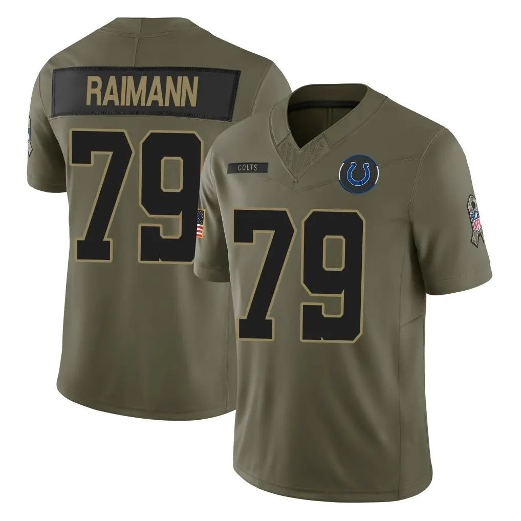 Punc IN.Colts #79 Bernhard Raimann Player Olive 2025 Salute To Service Limited Game Stitched Jerseys