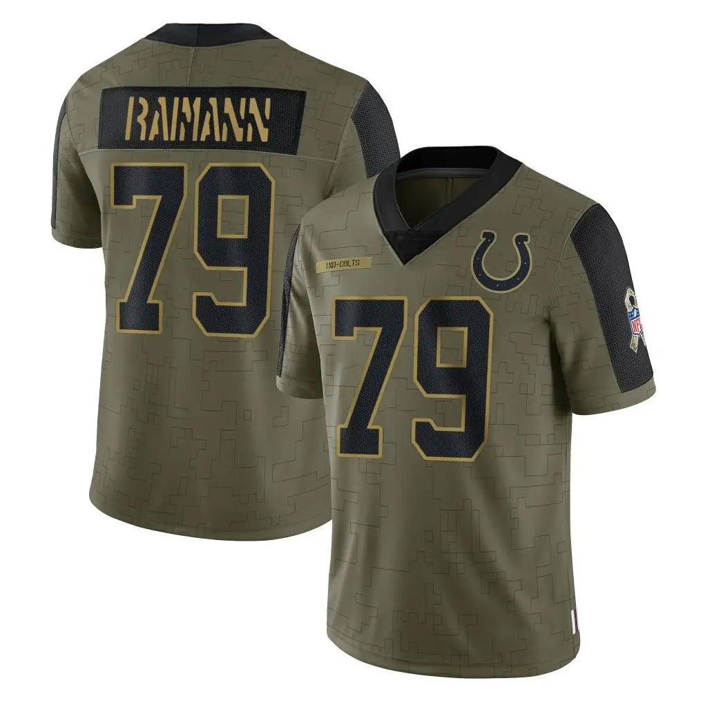 Punc IN.Colts #79 Bernhard Raimann Player Olive Salute To Service Limited Game Stitched Jerseys