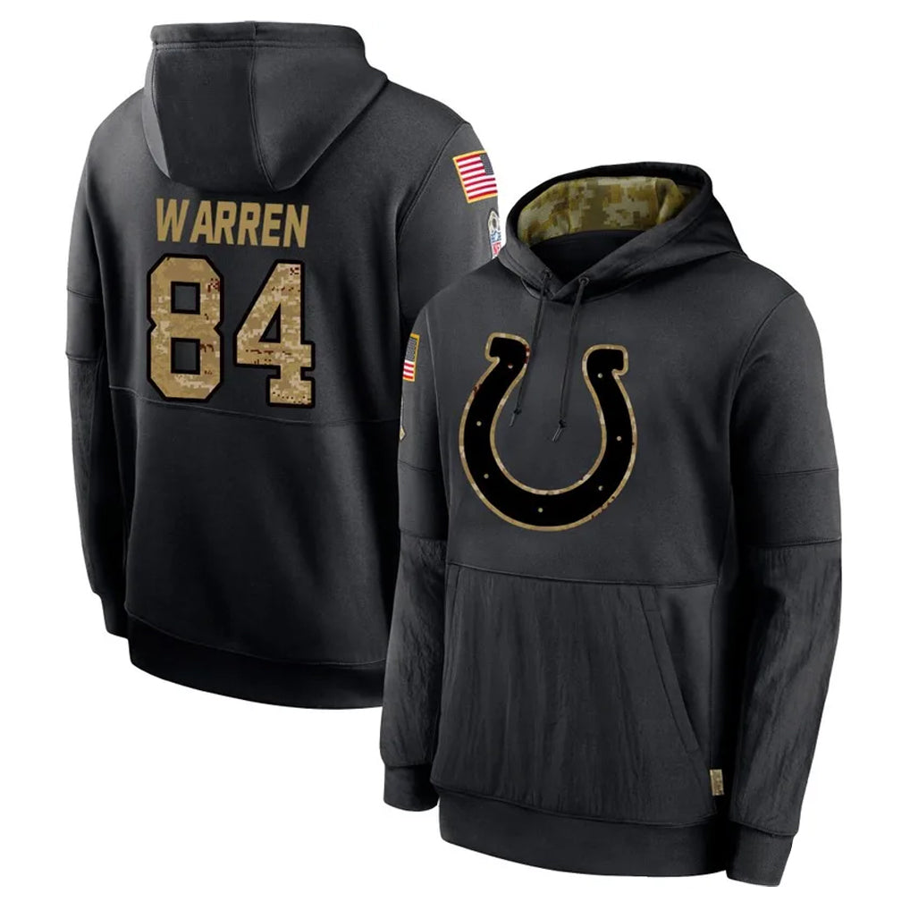 Punc IN.Colts #84 Tyler Warren Player Black Salute to Service Hoodies Limited Game Stitched Jerseys