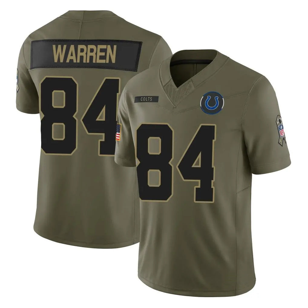 Punc IN.Colts #84 Tyler Warren Player Salute To Service Limited Olive Stitched Jerseys