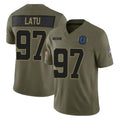 Punc IN.Colts #97 Laiatu Latu Player Olive 2025 Salute To Service Limited Game Stitched Jerseys