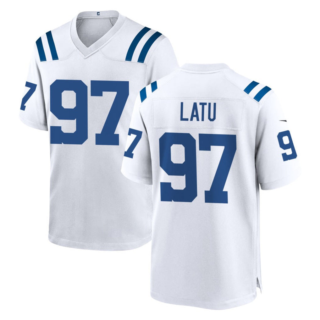 Punc IN.Colts #97 Laiatu Latu Player White Home Game Stitched Jerseys