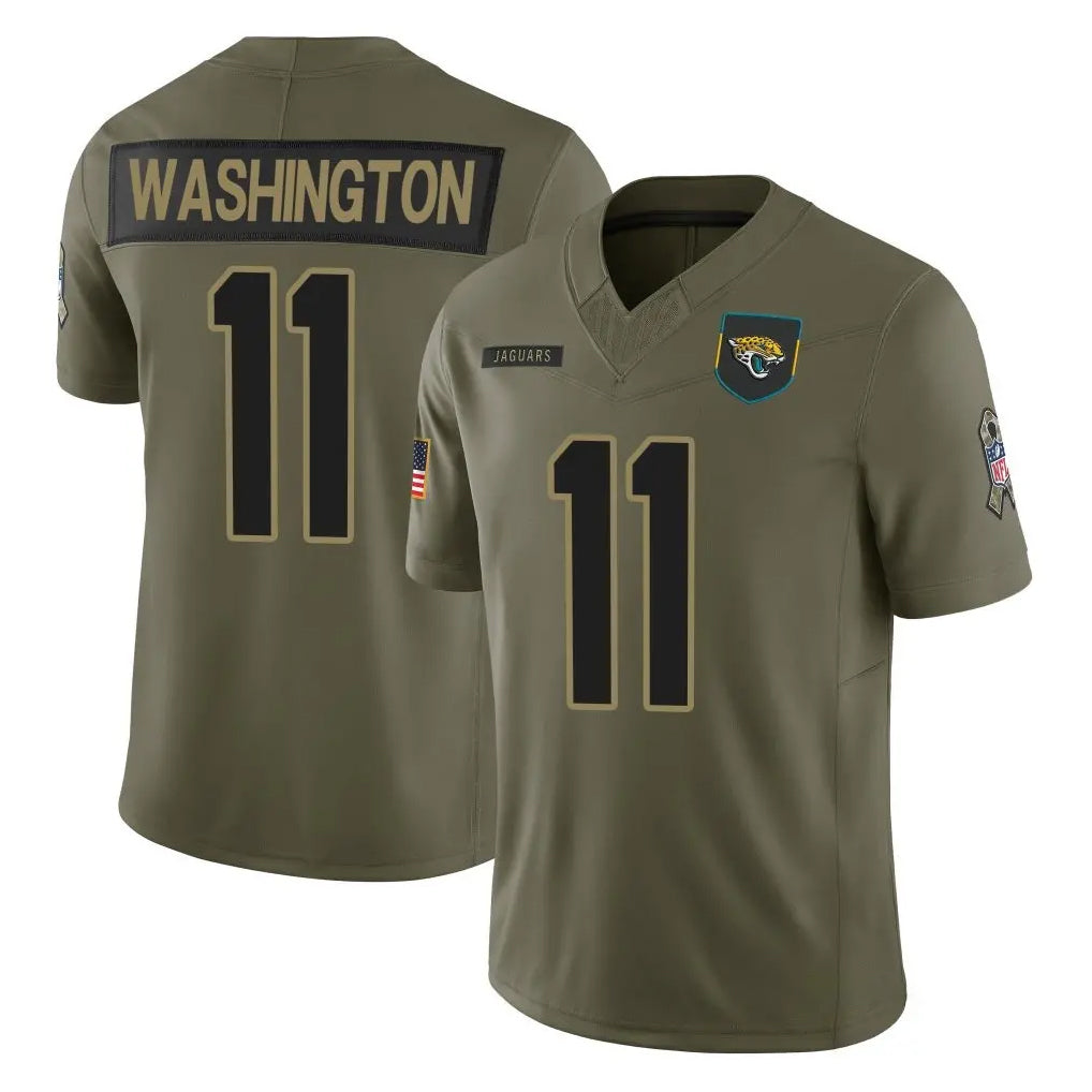Punc J.Jaguars #11 Parker Washington Player Olive 2025 Salute To Service Limited Game Stitched Jerseys