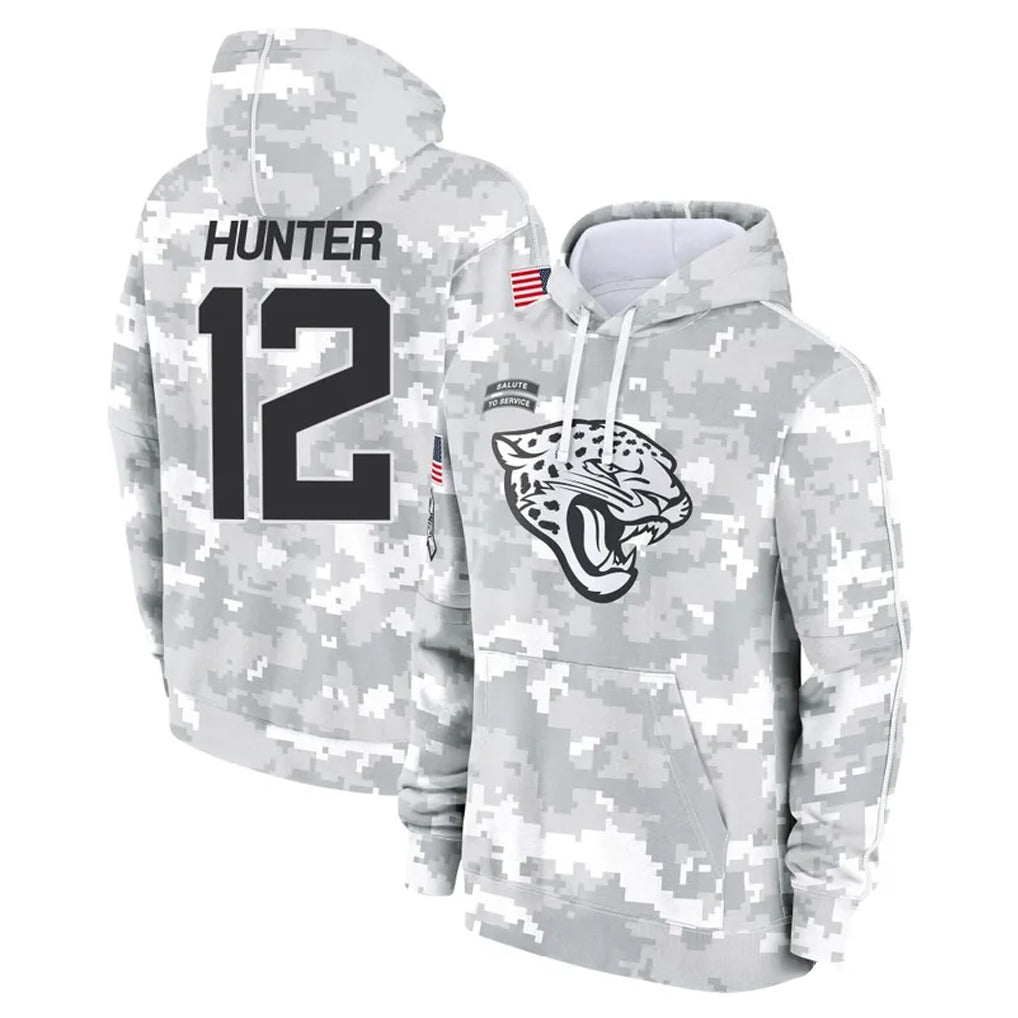 Punc J.Jaguars #12 Travis Hunter Player Arctic Camo Salute to Service Hoodies Limited Game Stitched Jerseys
