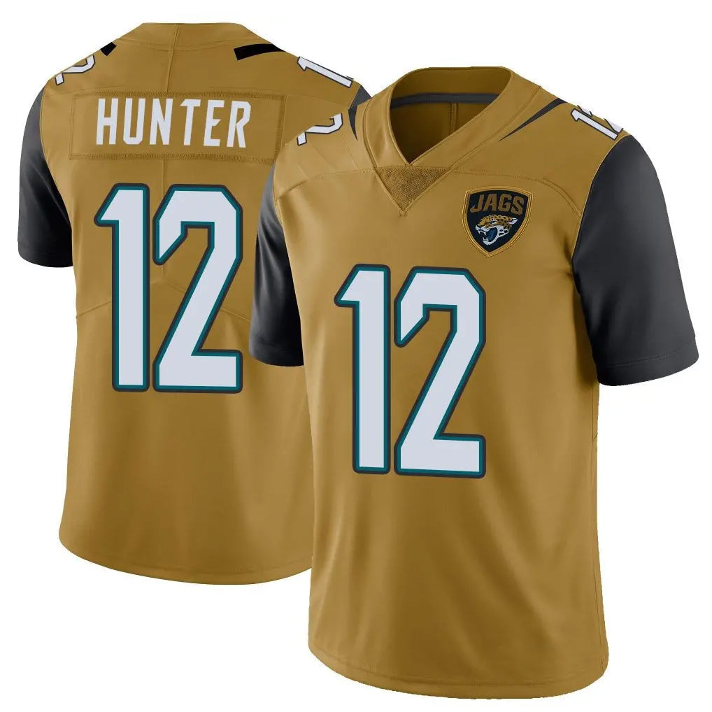 Punc J.Jaguars #12 Travis Hunter Player Gold Vapor Limited Home Game Stitched Jerseys